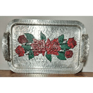 Vintage 1950s MCM Continental Silver Co 18.5” Wild Rose Serving Tray #1023